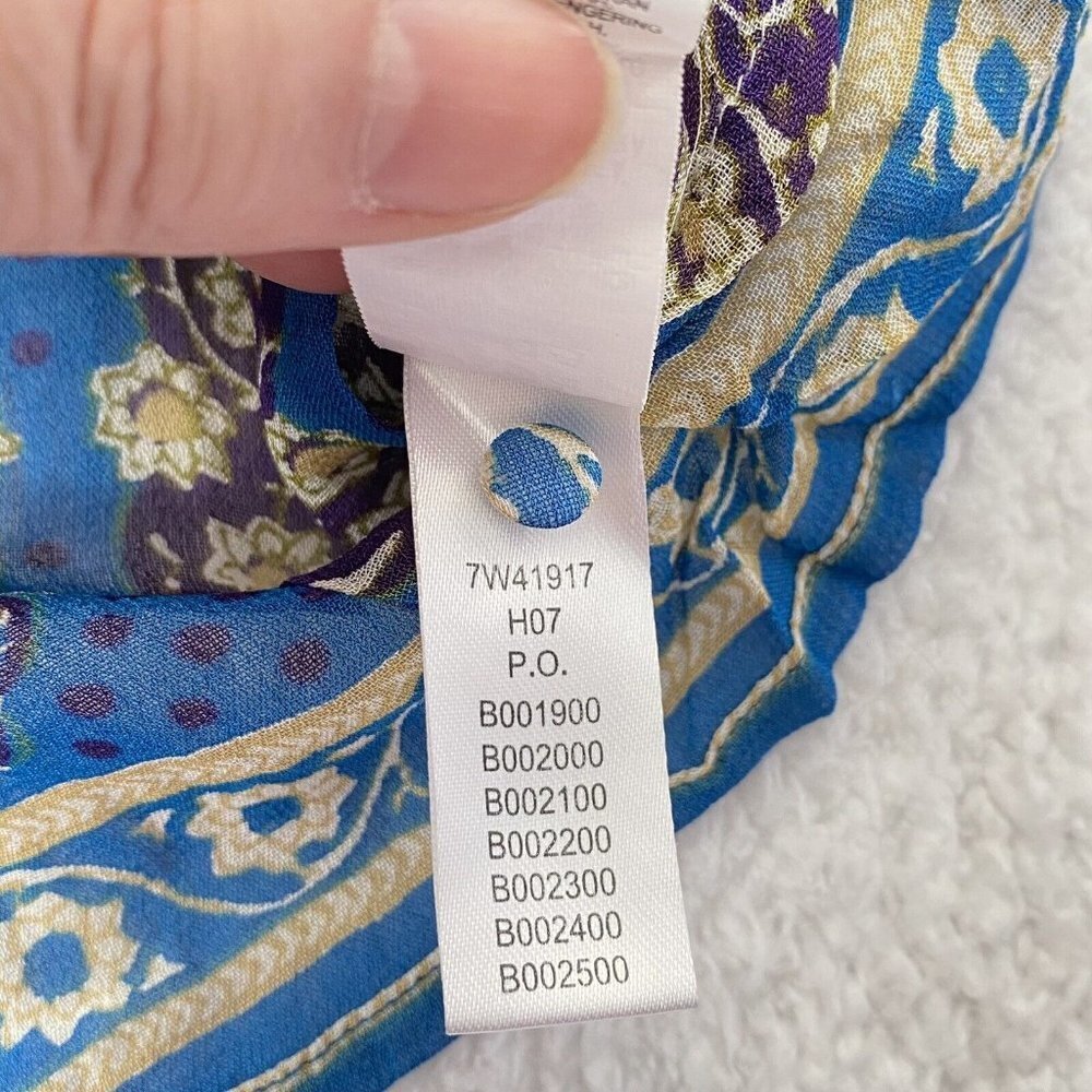 Lucky Brand Blouse Womens L Blue Purple Peasant Y2K Fairy Boho Festival‎ Artsy - Picture 7 of 16